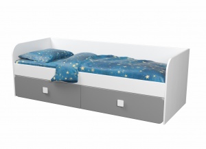 Кровать 190х90 коллекции Юниор-2 (серебро+белый)