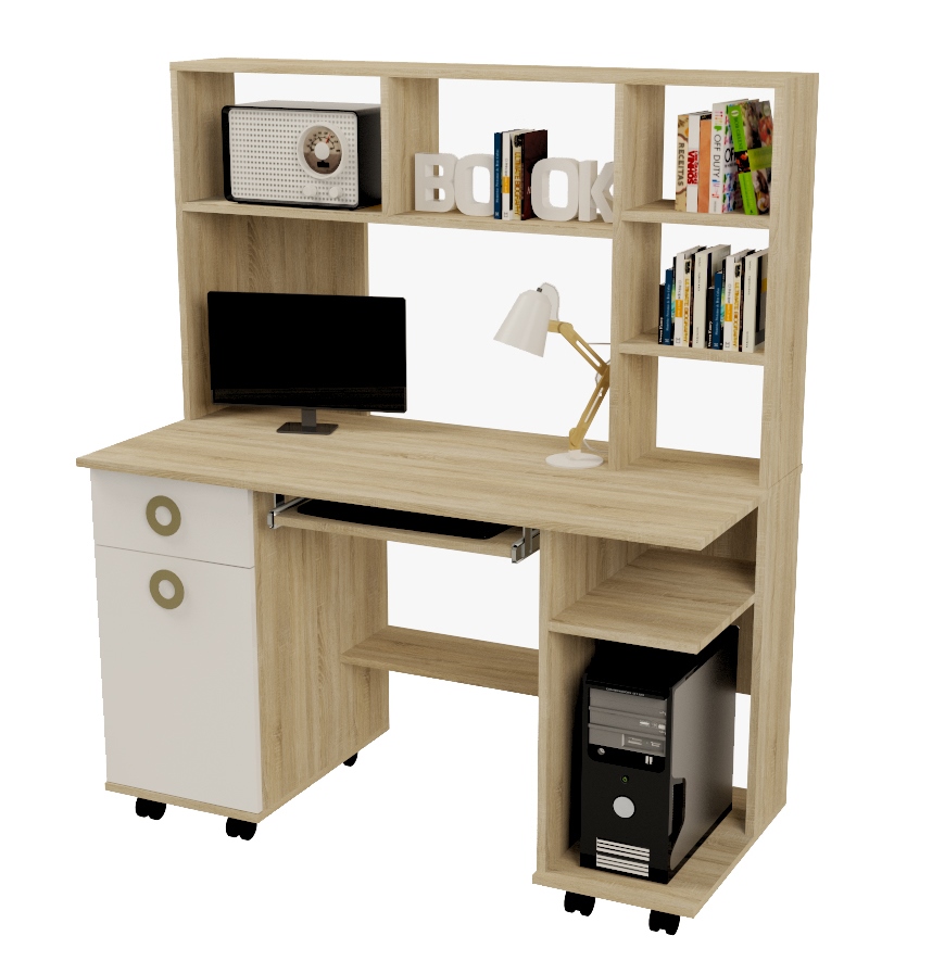 Стол Костер (дуб сонома + белый). Распродажа