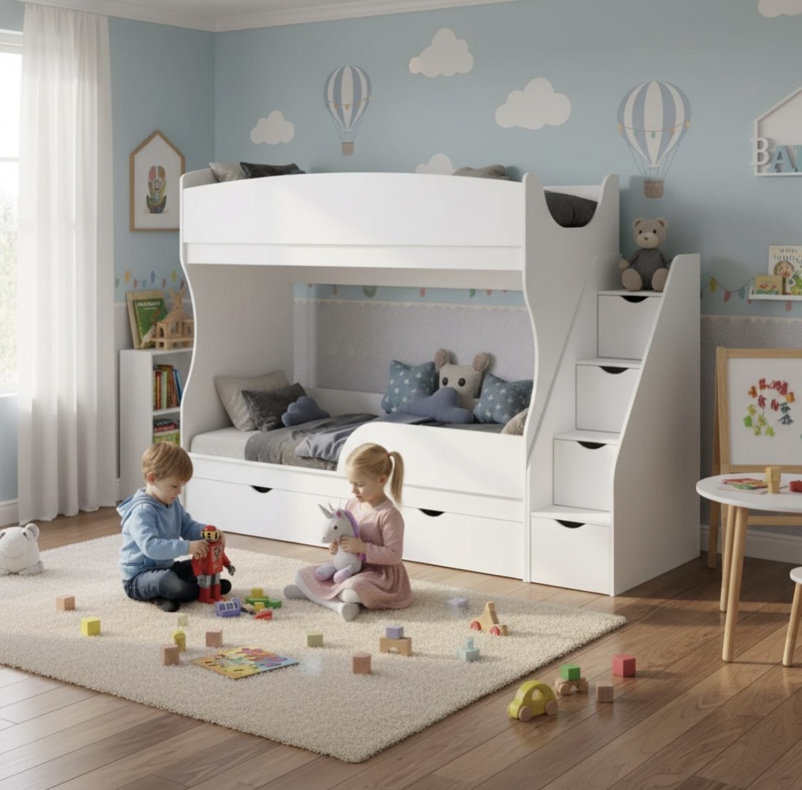 Двухъярусная кровать Альфа с бортиком (размеры разные)