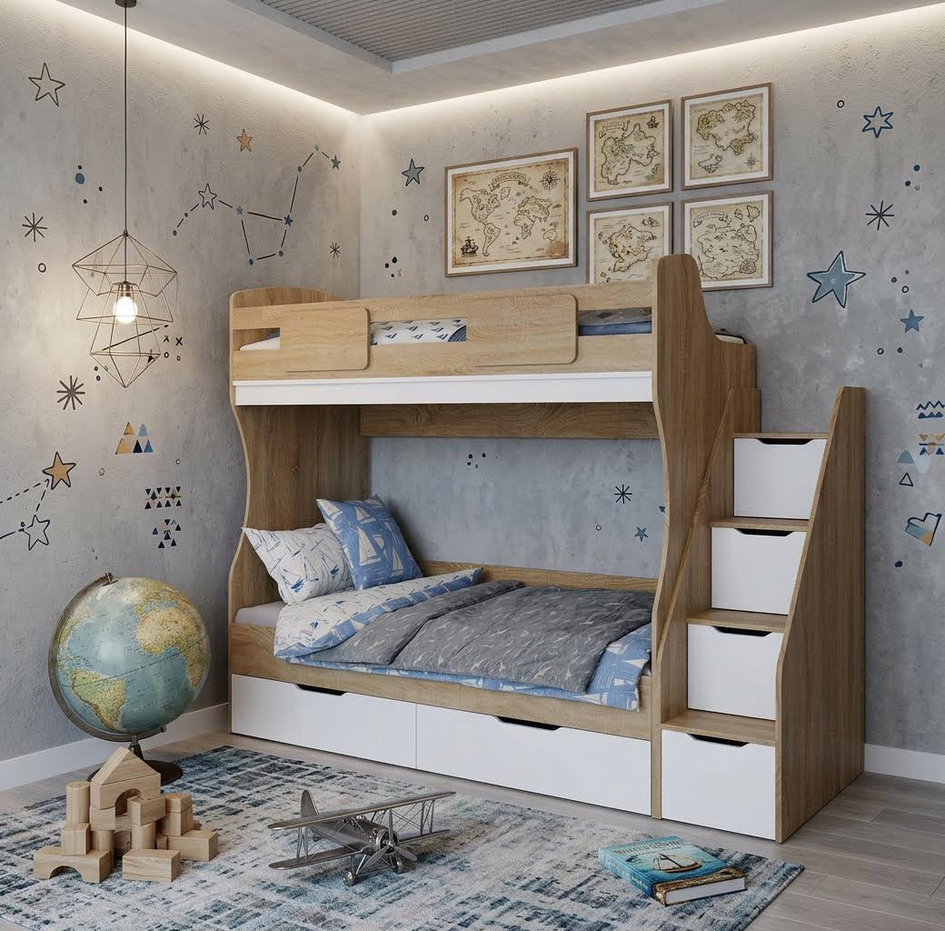 Кровать 2-х ярусная МИА 180х80 (дуб сонома + белый)