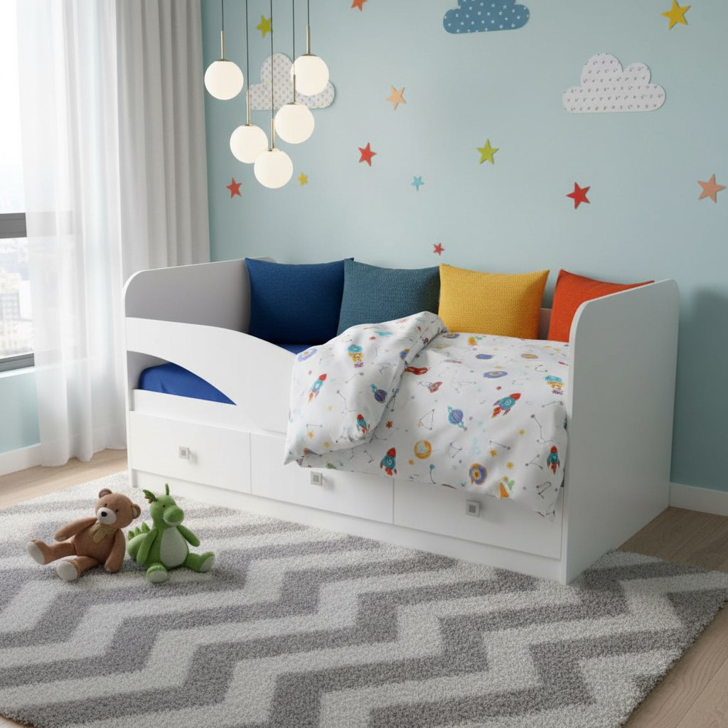 Кровать 160х80 Умка-5 с бортиком и ящиками