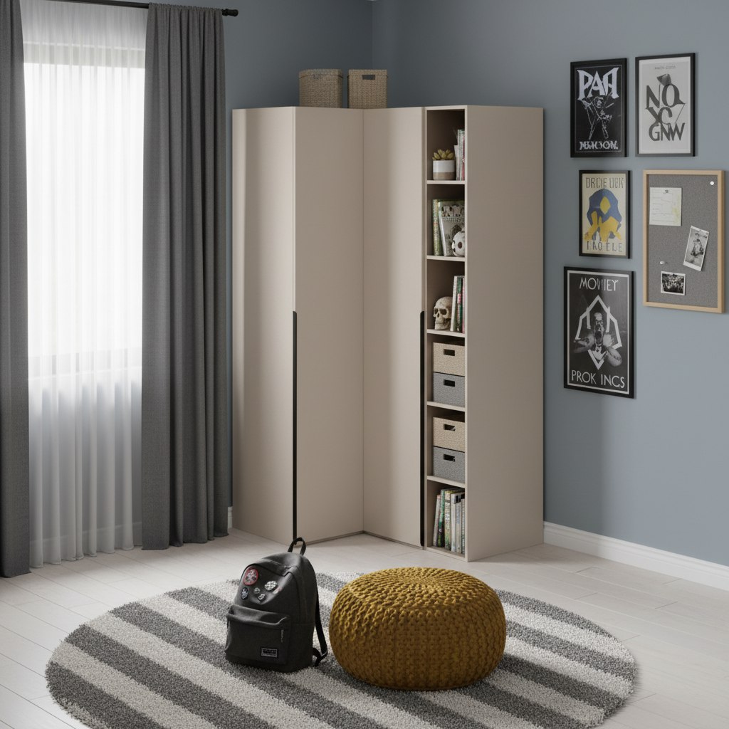 Угловой шкаф + пенал + стеллаж переходной коллекции Брайт Велюр