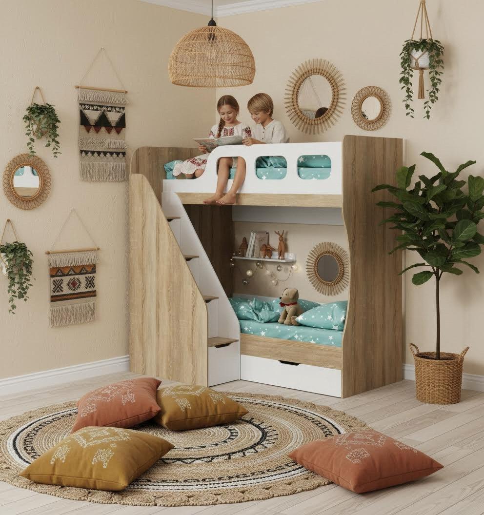 Кровать двухъярусная 190х80 Умка-6 (дуб сонома + белый)