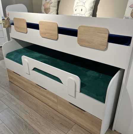 Кровать 2-х ярусная Городок (велюр + белый) от Династия Kids