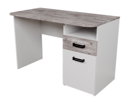 Стол коллекции мебели Гранд - цвет белый+бетон пайн