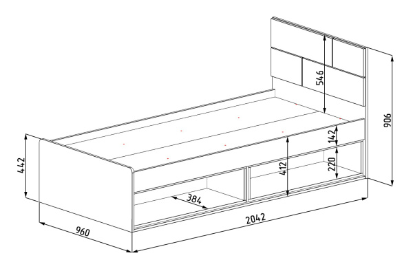 Кровать 200х90 коллекции Модерн  от Династия Kids