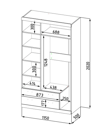 Шкаф-2 коллекции Формат  от Династия Kids