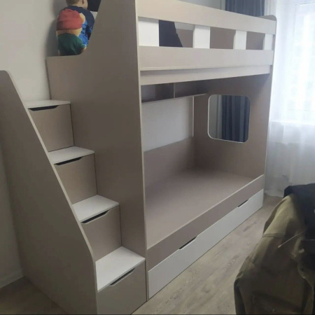 Кровать двухъярусная Твинс 190х90 (дуб золотистый + белый) от Династия Kids