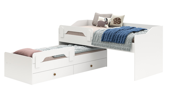 Выдвижная 2-х ярусная кровать Портал + 2 съемных бортика  от Династия Kids
