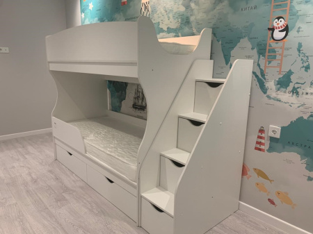 Двухъярусная кровать Альфа 180*80 (цвет белый) от Династия Kids