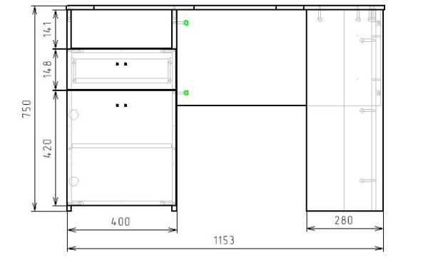 Стол угловой (вяз швейцарский) левый/правый от Династия Kids