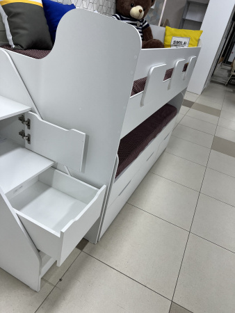 Двухъярусная кровать Городок (цвет белый) 190х90 + 180х80 от Династия Kids