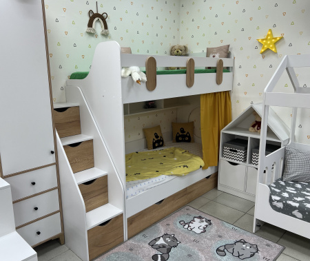 Двухъярусная кровать Фортуна (размеры и цвета разные) от Династия Kids