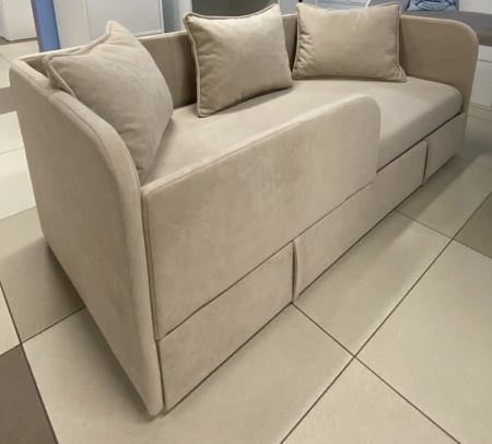 Диван-кровать Кэви (левый бортик). Велюр Тедди 304 от Династия Kids