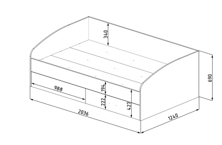 Кровать 120х200 коллекции Гранд New (прямая спинка) от Династия Kids