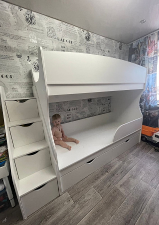 Двухъярусная кровать Альфа 180*80 (цвет белый) от Династия Kids