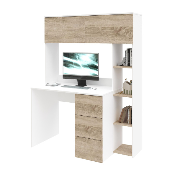 Стол Ритм 1250 мм (корпус белый + фасады дуб сонома). Левый/правый