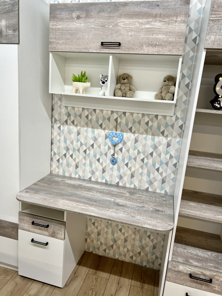 Стол коллекции мебели Гранд - цвет белый+бетон пайн от Династия Kids