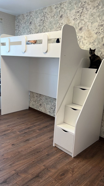 Кровать-чердак 180х80 Уют-2 (цвет белый) от Династия Kids