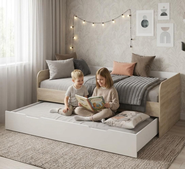 Кровать 2-х ярусная выдвижная Дабл 190х90 +180х80 (цвета разные)