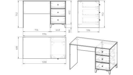 Стол 1200 мм коллеции Альви  от Династия Kids