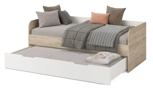 Кровать Дабл с выкатным спальным местом 190х90 (дуб сонома + белый)