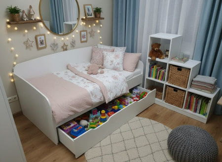 Кровать выдвижная Двушка (дуб сонома + белый) 190х90 от Династия Kids