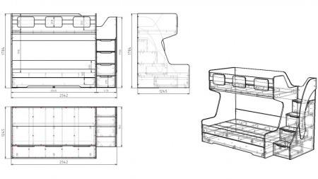 Кровать Биг Премиум 120х200 (правая/левая)  от Династия Kids