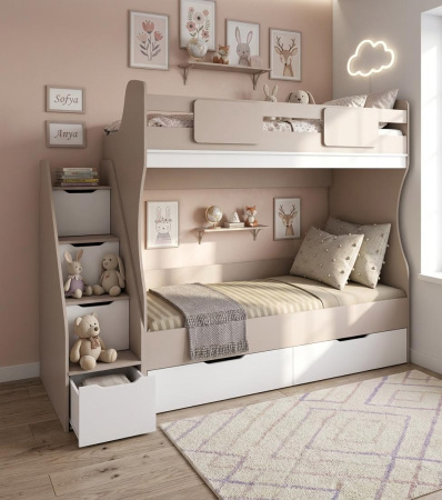 Двухъярусная кровать МИА (цвет белый) 180х80 от Династия Kids