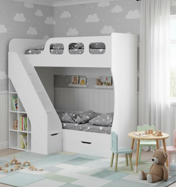 Кровать 2-х ярусная Умка-4 (дуб сонома+белый) 190х80  от Династия Kids