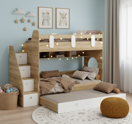 Кровать Фортуна-3 (дуб сонома + белый) 190х80 от Династия Kids