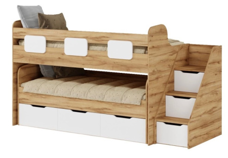 Кровать 2-х ярусная Городок (велюр + белый) от Династия Kids