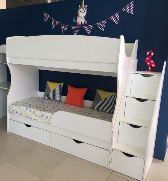 Двухъярусная кровать Альфа 180*80 (цвет белый) от Династия Kids