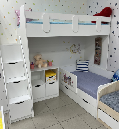 Кровать-чердак 180х80 Уют-2 (цвет белый) от Династия Kids