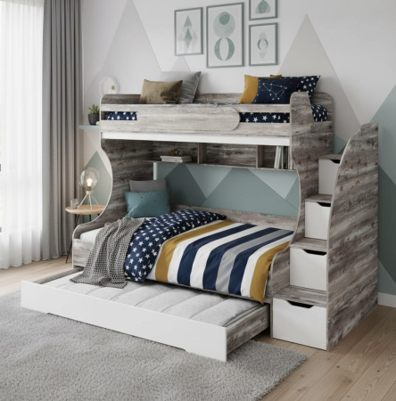 Кровать БИГ 120х200 (бетон пайн + белый) от Династия Kids