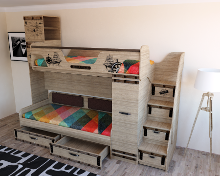 Кровать Фрегат 6 + кровать Фрегат 4 (правая/левая) от Династия Kids