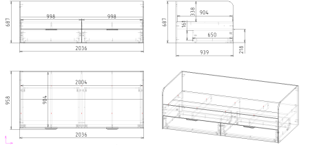 Кровать коллекции Брайт Графит-2 от Династия Kids