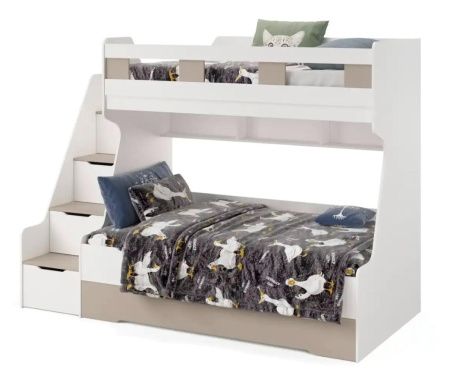 Кровать РУМ 120х200 с доп.спальным местом (корпус велюр + фасады белые)