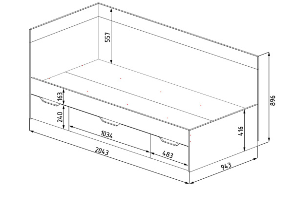 Кровать угловая 90х200 коллекции Модерн  от Династия Kids