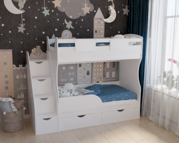 Кровать двухъярусная Альфа Мини 160х80 от Династия Kids