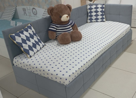 Угловая кровать Бонни 90х200 (унивесральный угол). Велюр Тедди 335 от Династия Kids