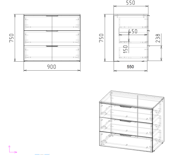 Комод коллекции Брайт Графит-2 от Династия Kids