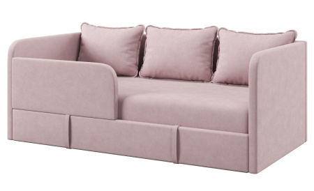 Диван-кровать Кэви (левый бортик). Велюр Тедди 325 (пудровый) от Династия Kids