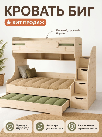 Кровать Биг 120х200. Выставочный образец (смена экспозиции) от Династия Kids