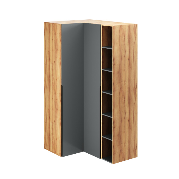 Угловой шкаф + пенал + стеллаж переходной коллекции Брайт Графит