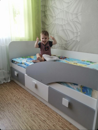 Кровать 160х80 Умка-5 (серебро+белый)  от Династия Kids