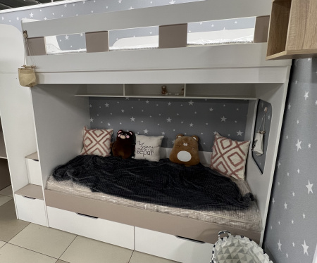 Кровать Квартет + кровать Дабл (цвет белый) 190х90