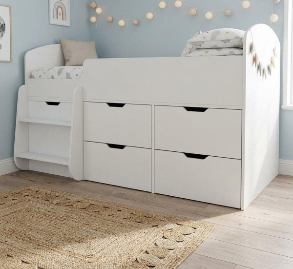 Кровать-чердак Малыш 7 (цвет белый) 160х80  от Династия Kids