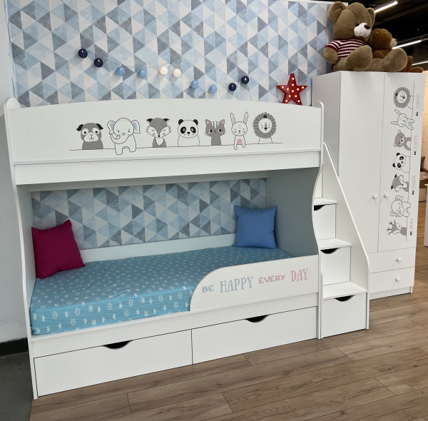 Двухъярусная кровать Хэппи 180х80 с бортиком от Династия Kids
