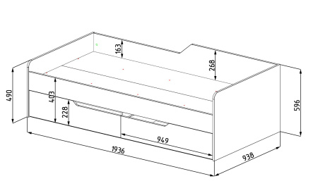 Кровать коллекции Мозаика-2 (правая/левая) 190х90 (распродажа)